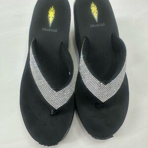 Volatile Black and Silver Sparkly Sandals